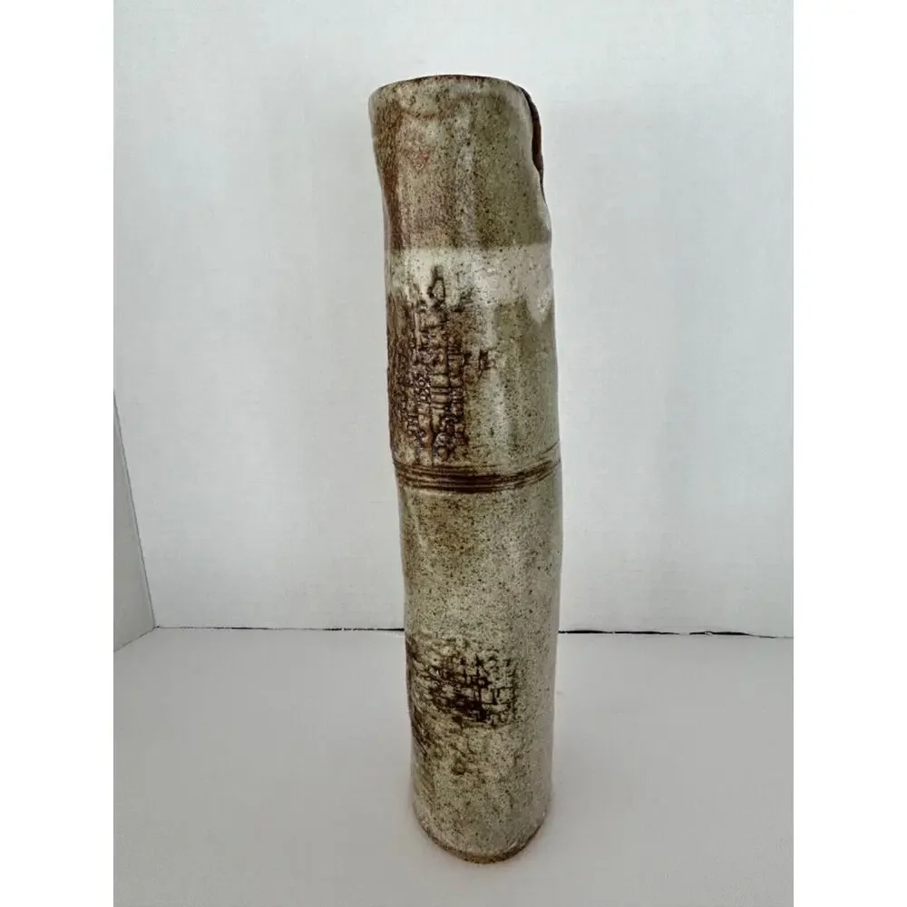 Thomas Reece Signed Art Pottery Stoneware Vase 12 1/2